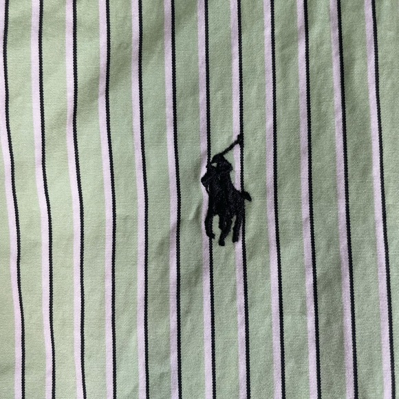 Polo Ralph Lauren Striped Green Button Down Shirt Men’s XL Navy PONY PIMA - Picture 6 of 10